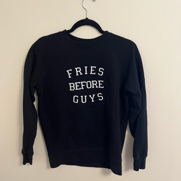 Brunette the Label Fries Before Guys Black Sweatshirt, XS/S - Picture 5 of 15